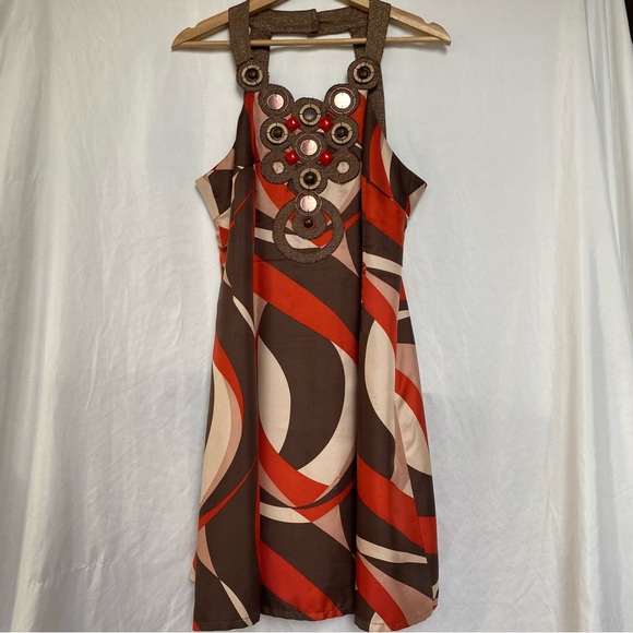 Nanette Lepore 100% Silk Dress Size 10 Abstract Print Blair Waldorf Inspired - Picture 1 of 14